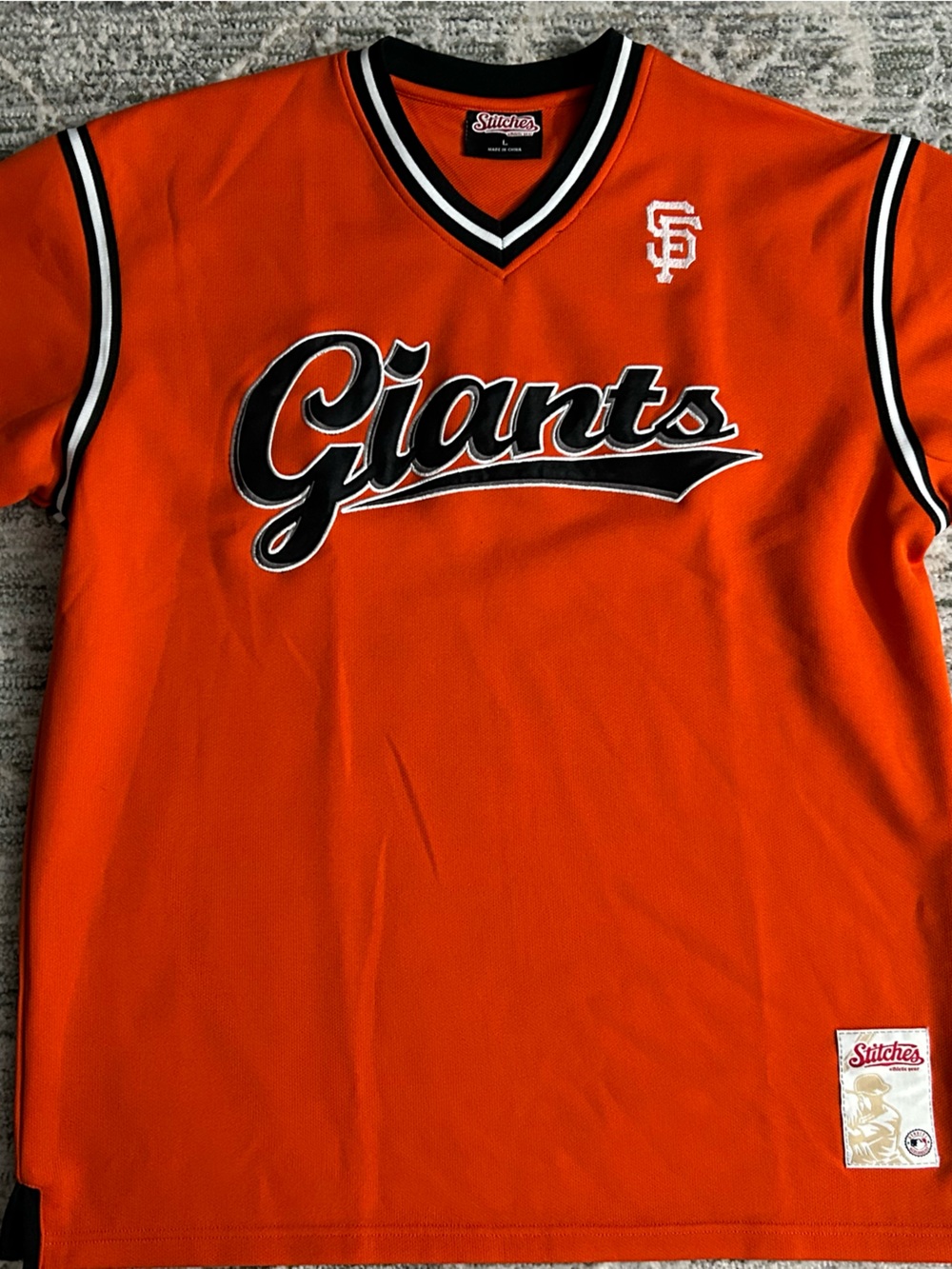 Stitches Orange Baseball Jersey with Black & White Script